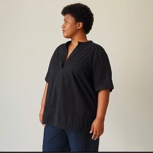 Lafayette‎ 148 Women’s Black Plus size 1x 100% cotton Short sleeve Tunic Top